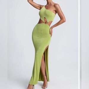 Oh Polly Lime Strapless Cut-Out Dress